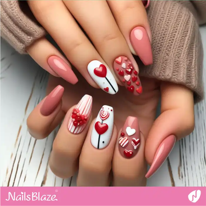 Valentine 3D Candy Heart Nail Design | Valentine Nails - NB2196